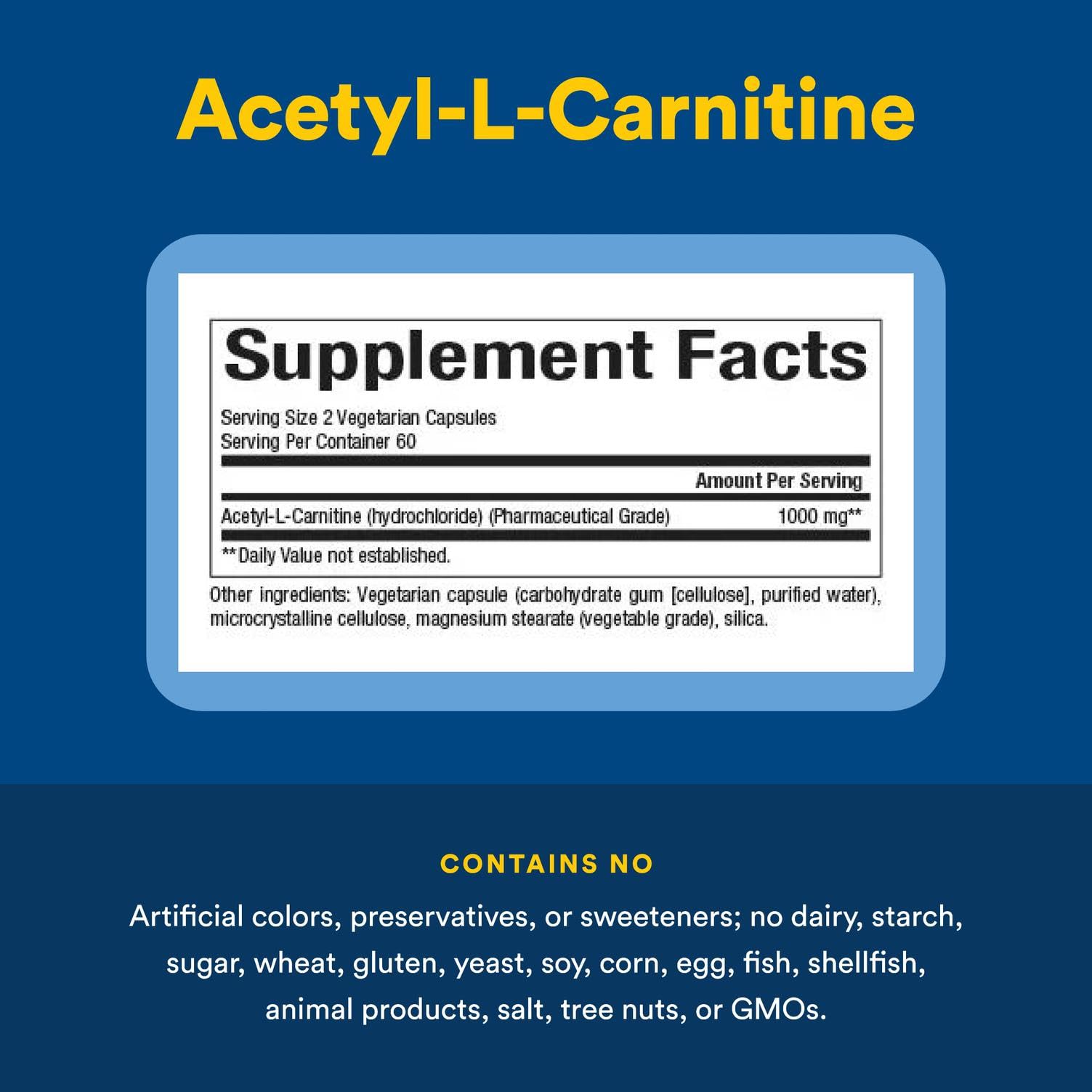 Front label of Natural Factors Acetyl L-Carnitine 500 mg 120 capsules