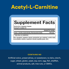Front label of Natural Factors Acetyl L-Carnitine 500 mg 120 capsules