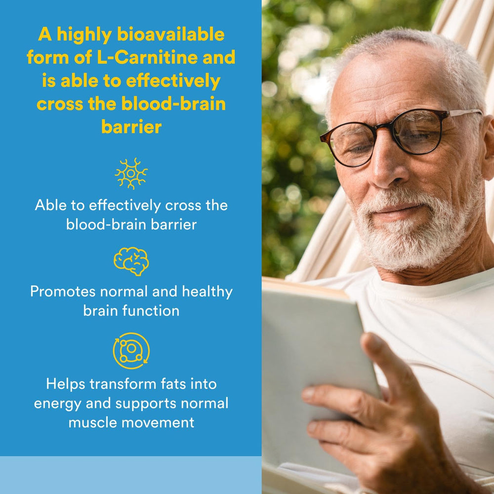 Close-up of the Acetyl L-Carnitine 500 mg label on the bottle