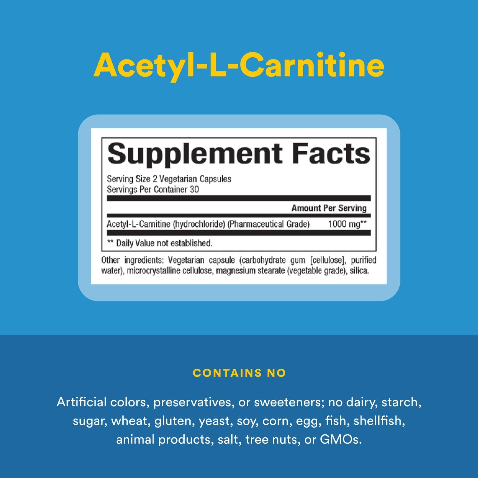Detail of the nutrition facts panel for Natural Factors Acetyl L-Carnitine 500 mg