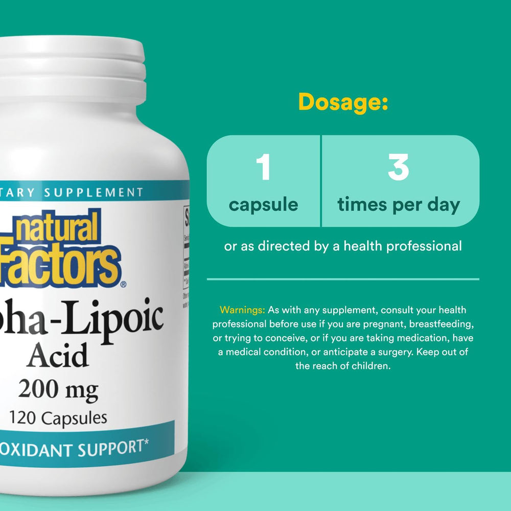 Label for Natural Factors Alpha-Lipoic Acid 200 mg