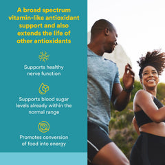 Close-up of Alpha-lipoic Acid 200mg capsules label