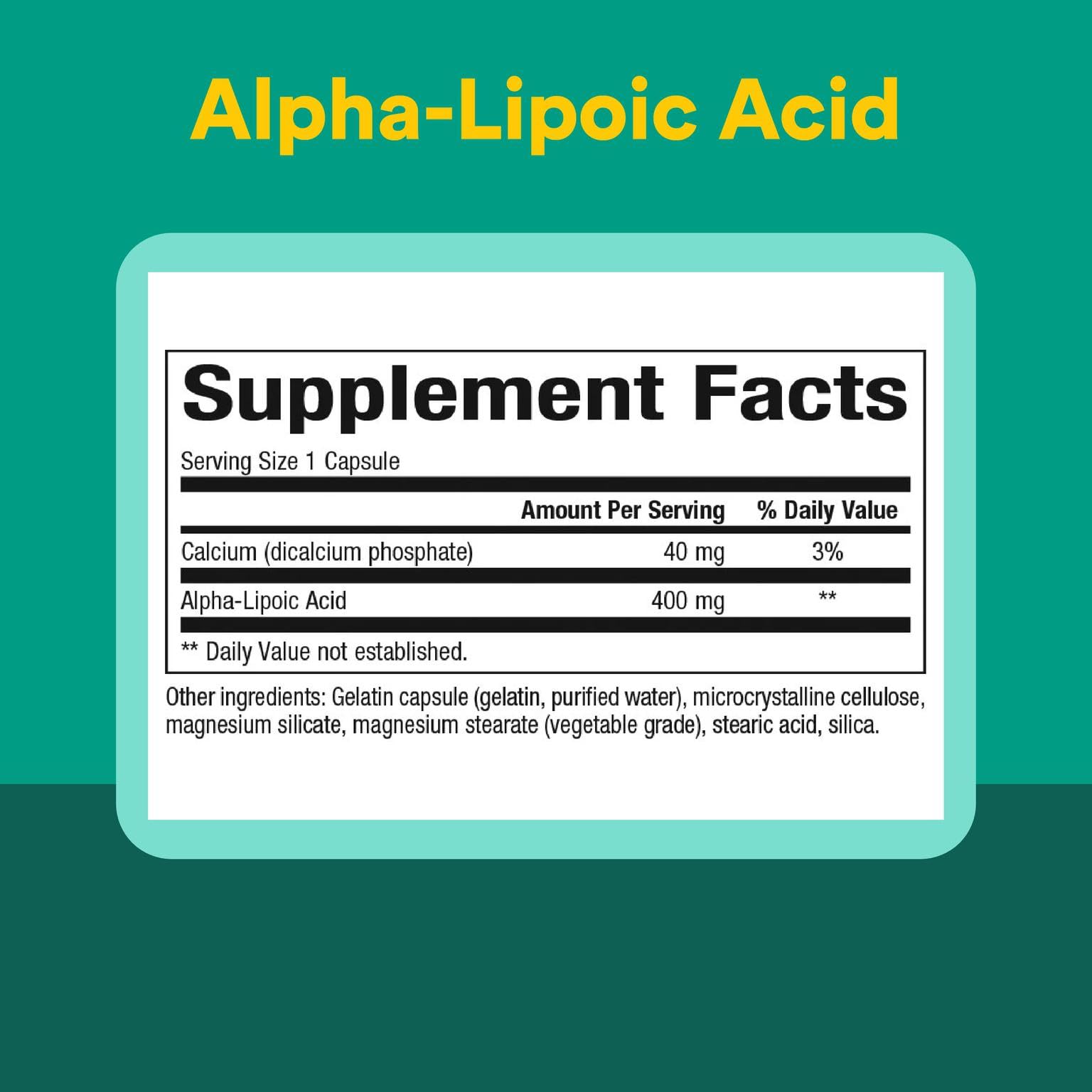 Organic and non-GMO seal on Alpha-Lipoic Acid packaging