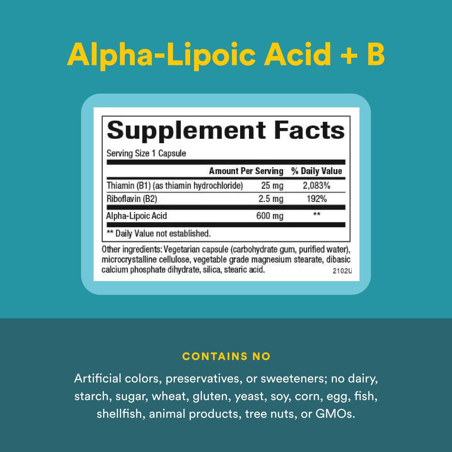 Natural Factors Alpha-Lipoic Acid + B 600 mg bottle on a white background