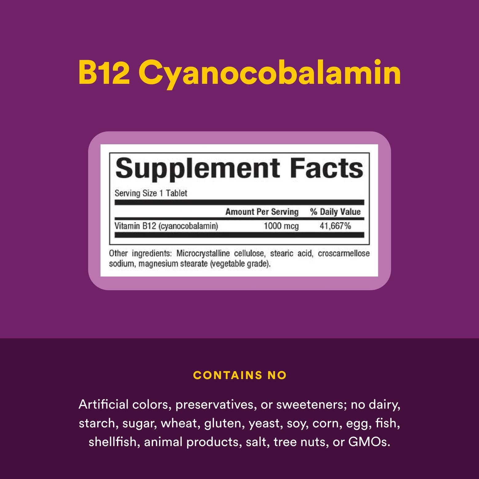 Vitamin B12 bottle showing label details