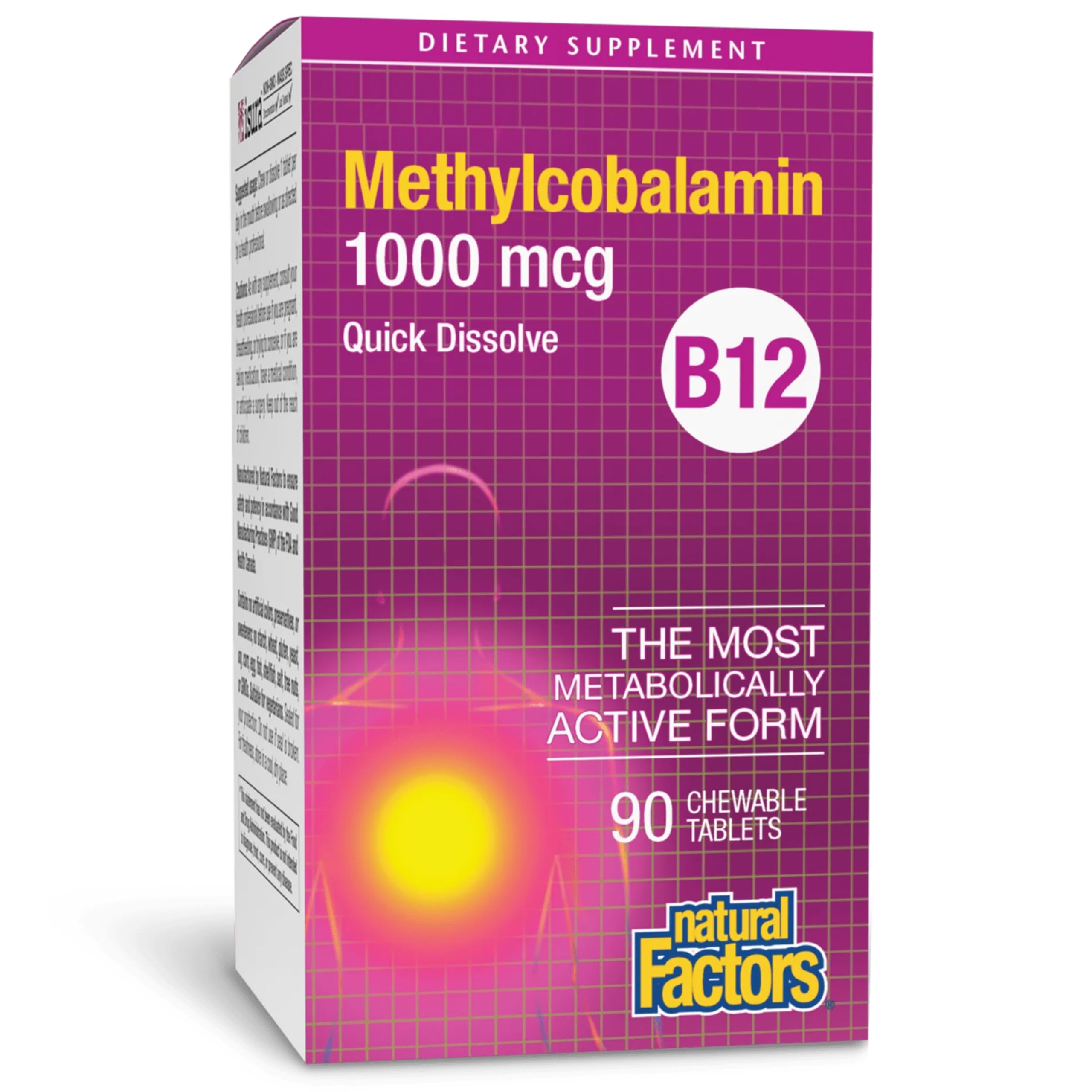 Natural Factors Vitamin B12 methylcobalamin 1000 mcg chewable tablet