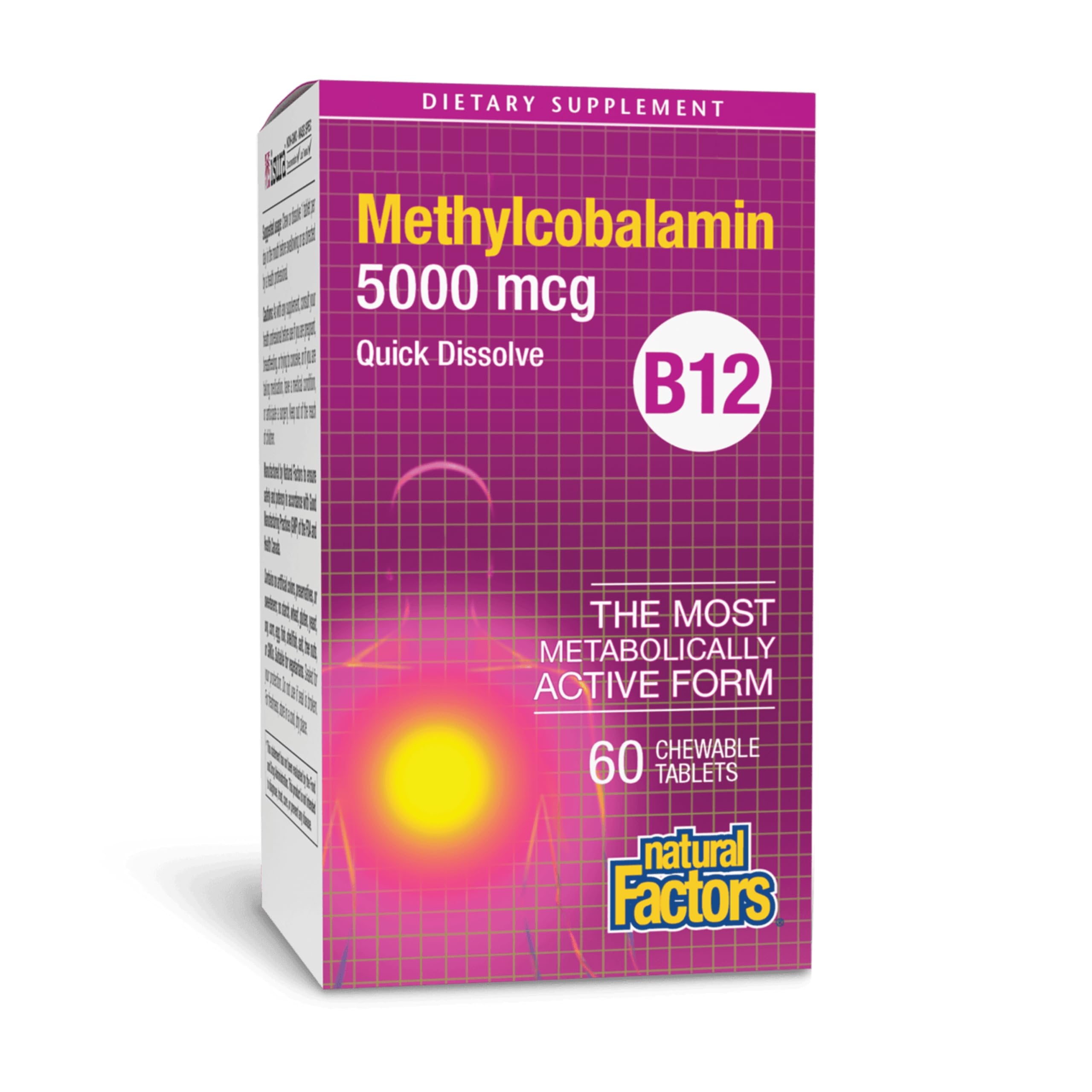Natural Factors B12 Methylcobalamin 5000 mcg chewable tablets