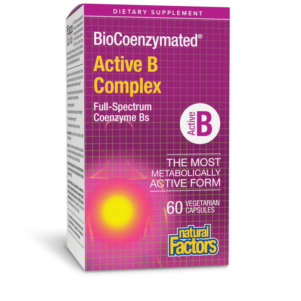 Natural Factors BioCoenzymated Active B Complex bottle on white background
