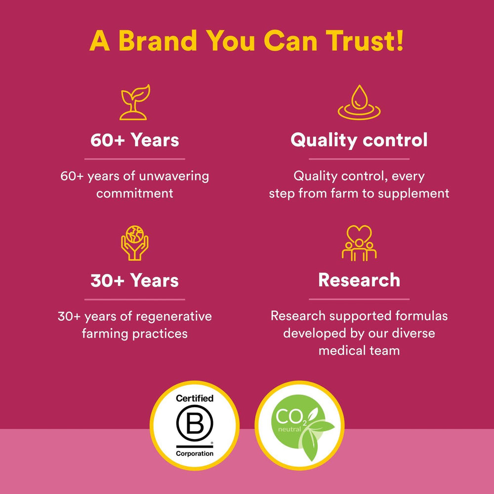 Natural Factors logo with B-Corp and carbon-neutral claim