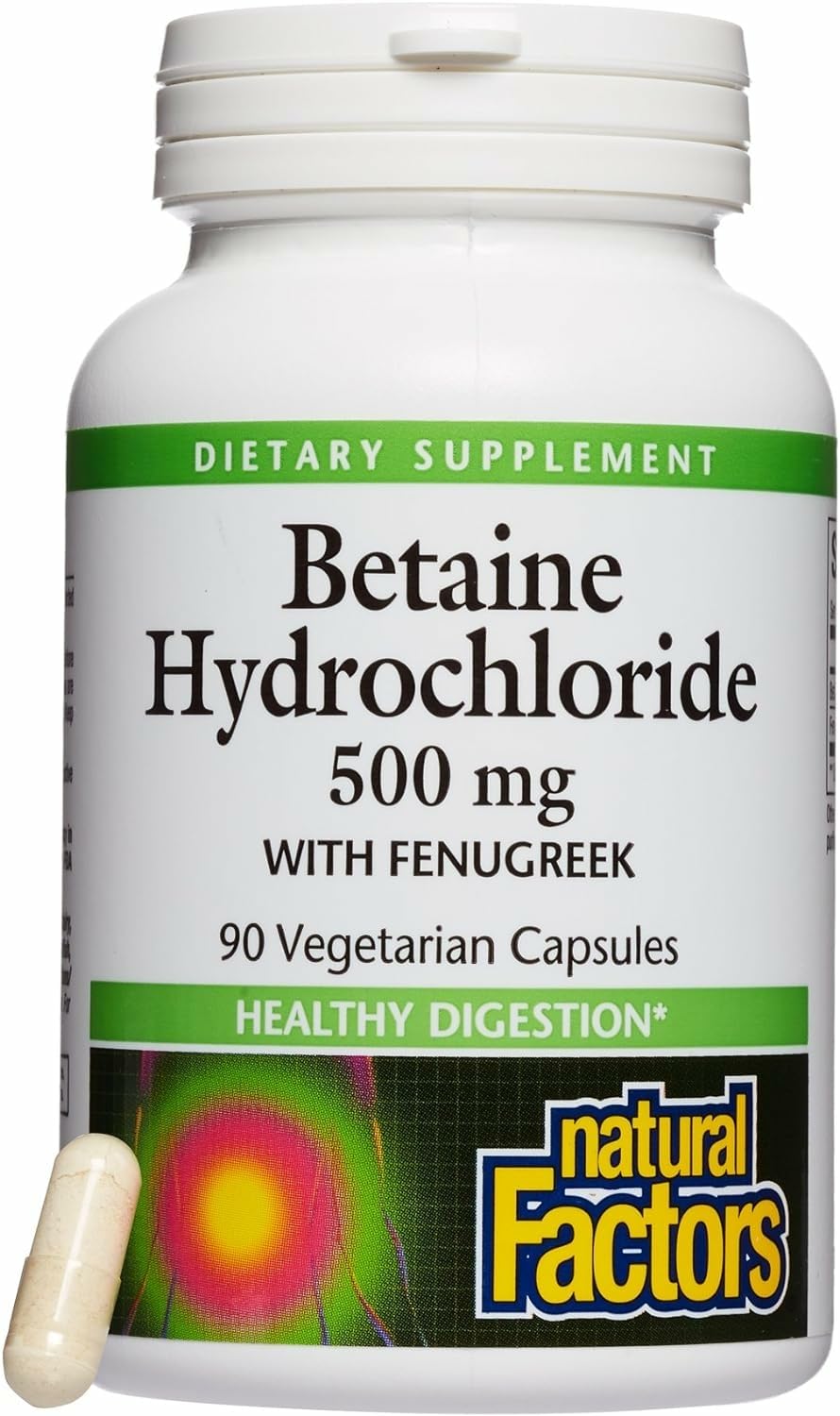 Natural Factors Betaine HCl 500 mg bottle with capsules