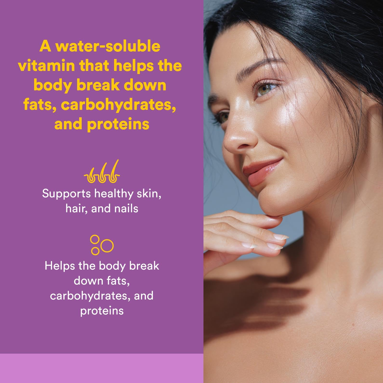 Biotin 10000 mcg capsules beside bottle