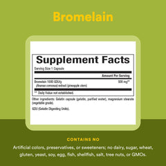 Product label highlighting extra-strength bromelain activity