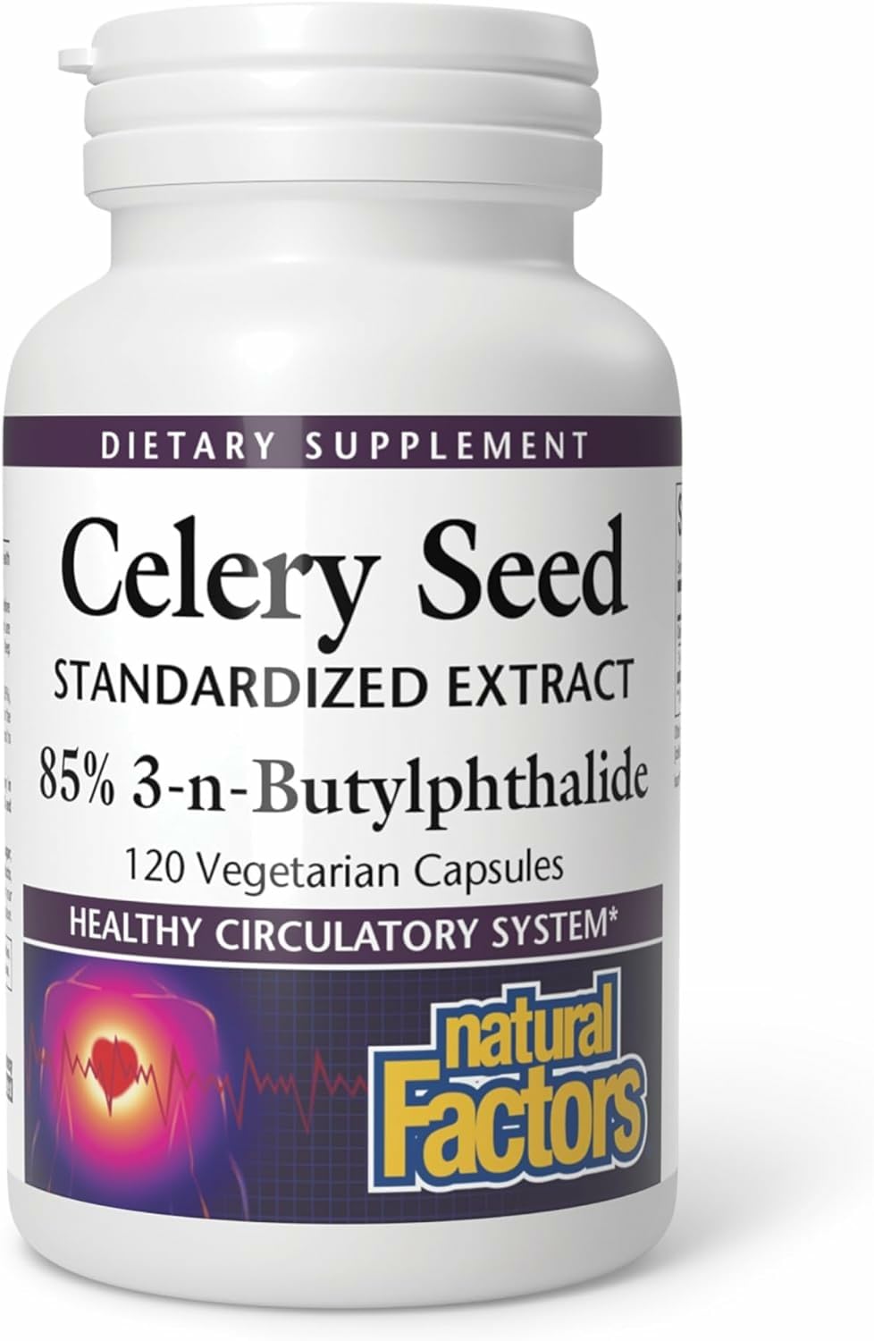 Front view of Natural Factors Celery Seed Extract capsules