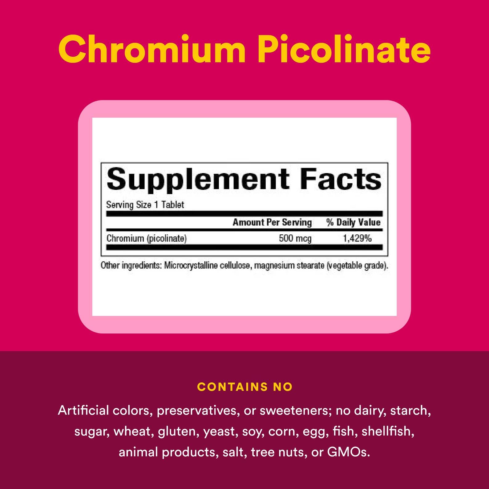 Chromium Picolinate 500 mcg bottle with 4-pack label