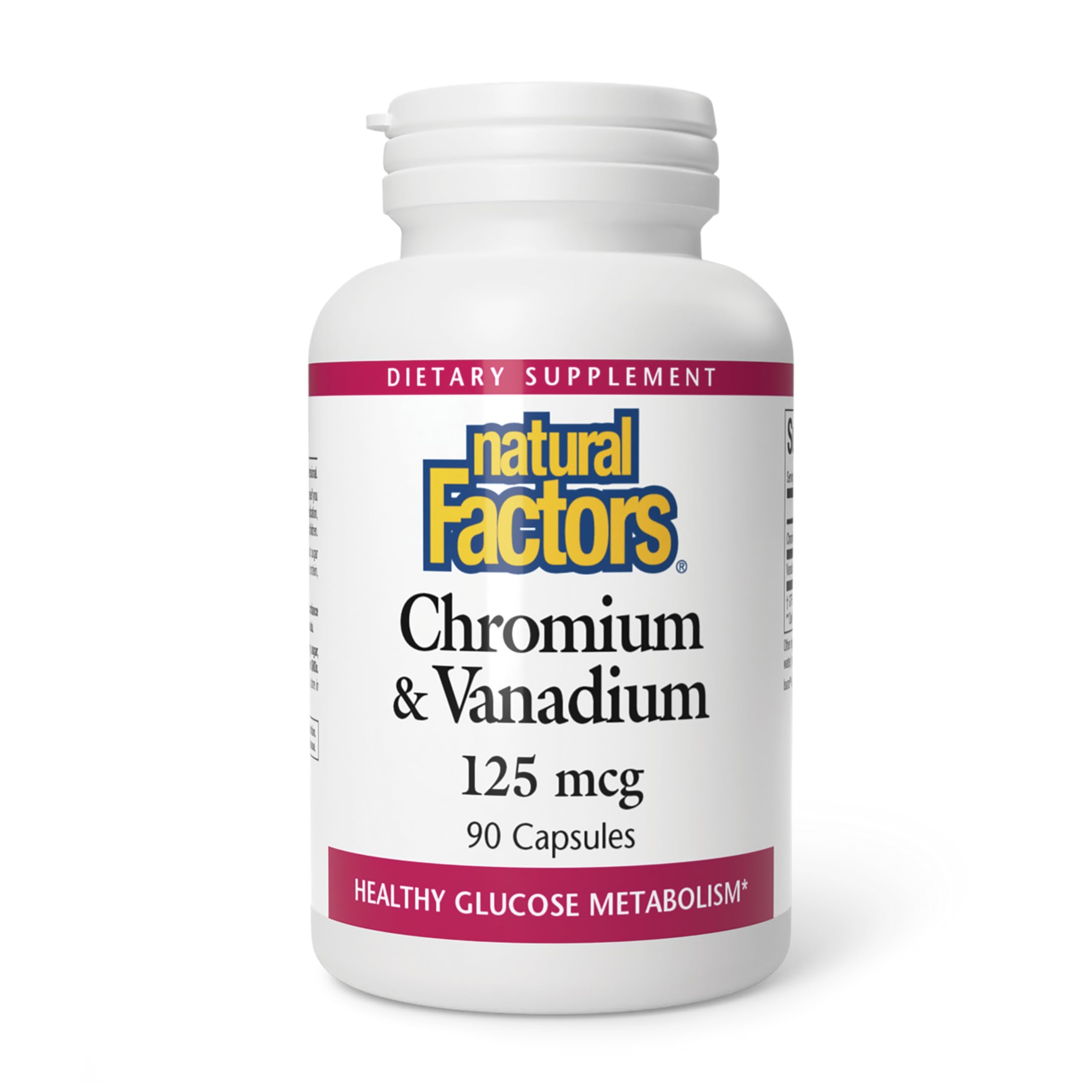 Front label of Natural Factors Chromium & Vanadium 125 mcg bottle
