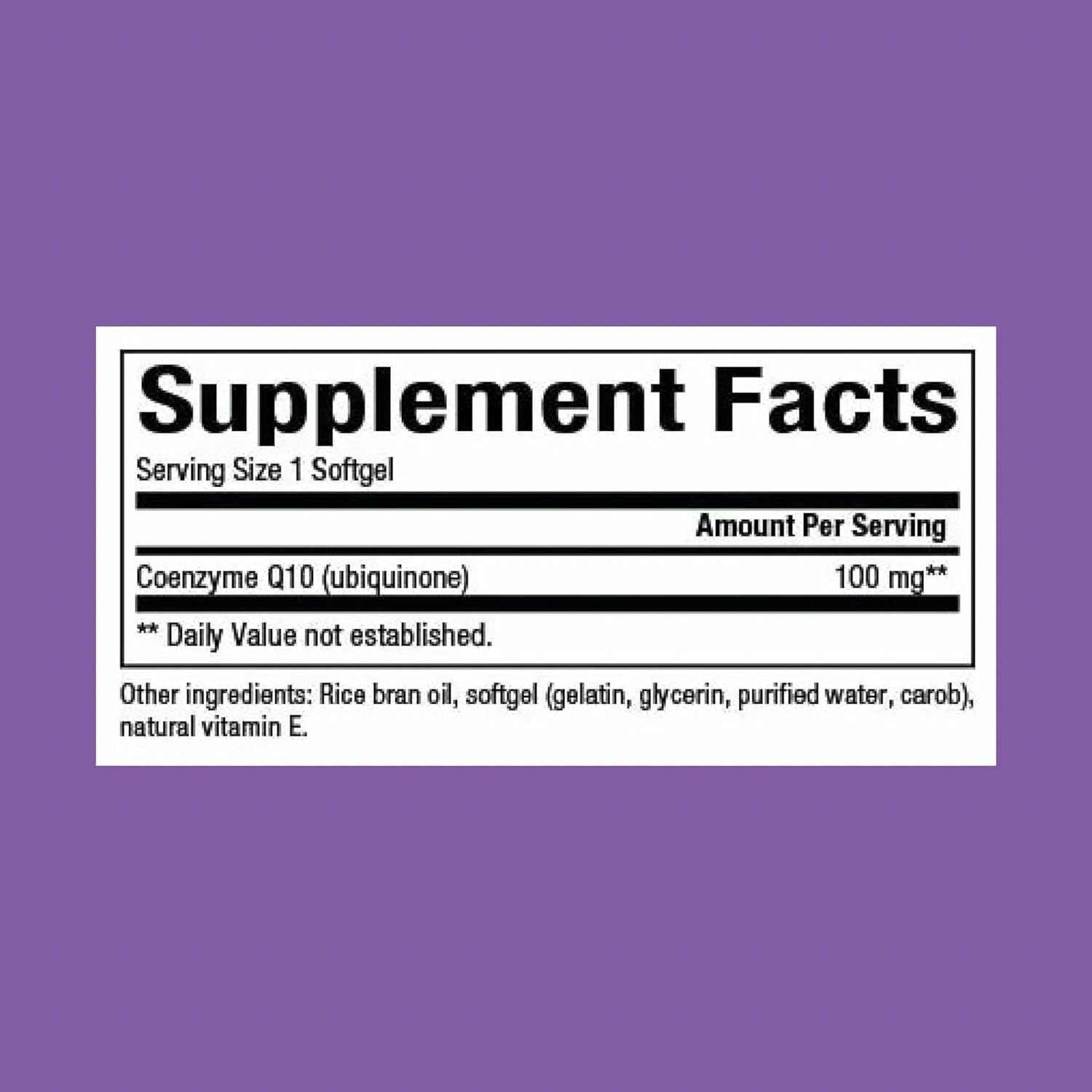 Close-up of Natural Factors CoQ10 100 mg softgels bottle