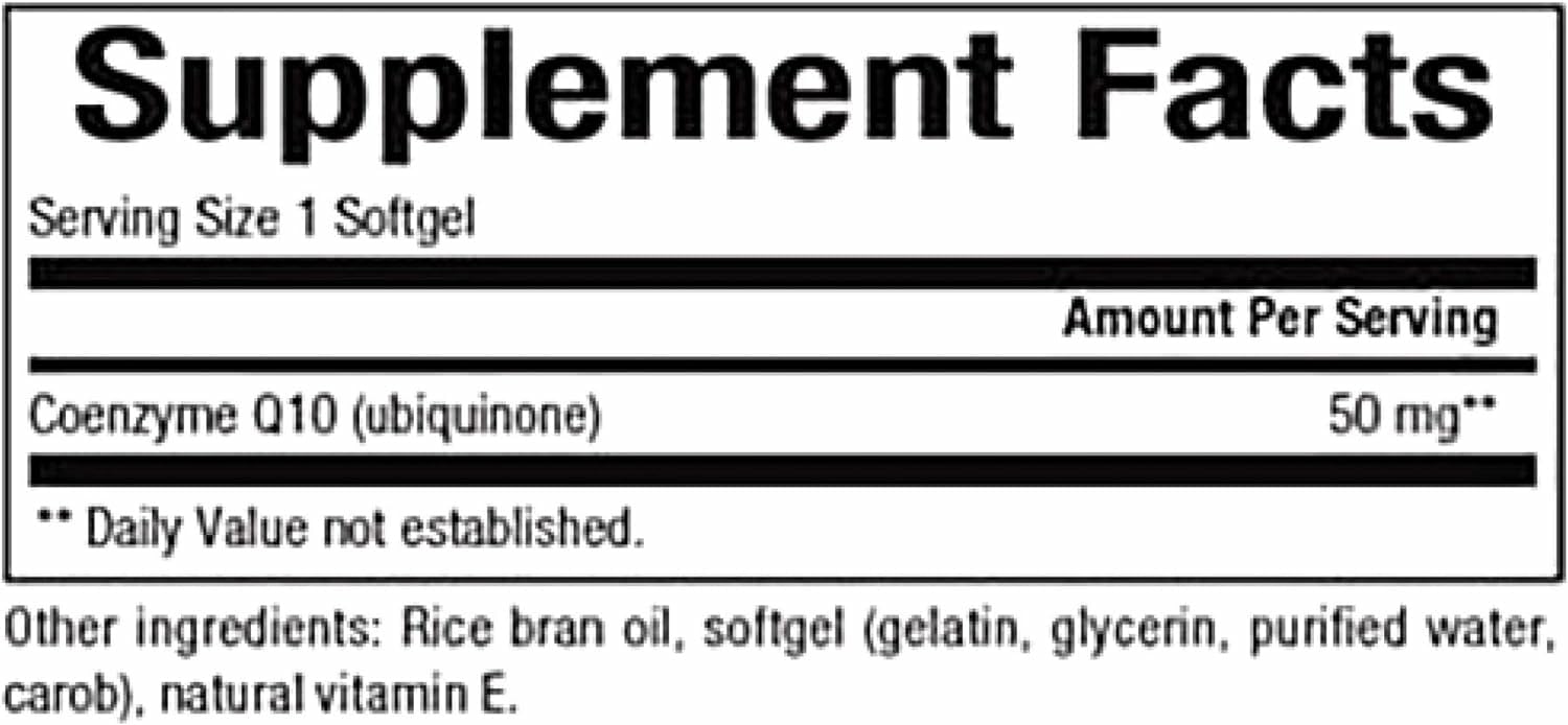 CoQ10 50mg bottle label close-up