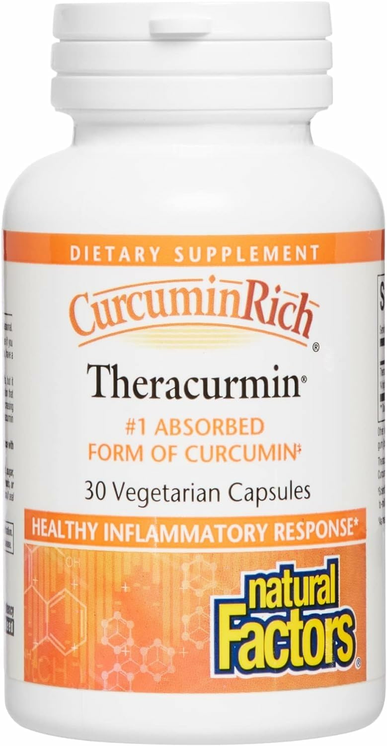 Bottle front view of Natural Factors CurcuminRich Theracurmin 30 mg