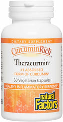 Bottle front view of Natural Factors CurcuminRich Theracurmin 30 mg