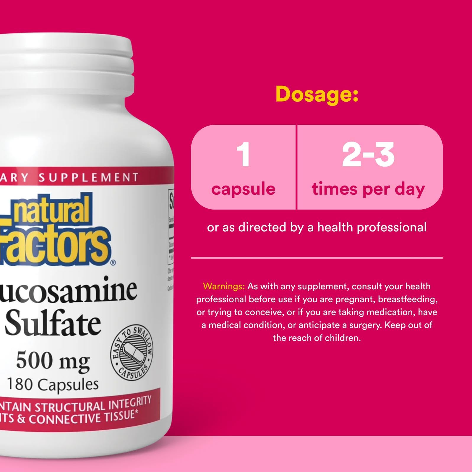 Front label of Natural Factors Glucosamine Sulfate bottle