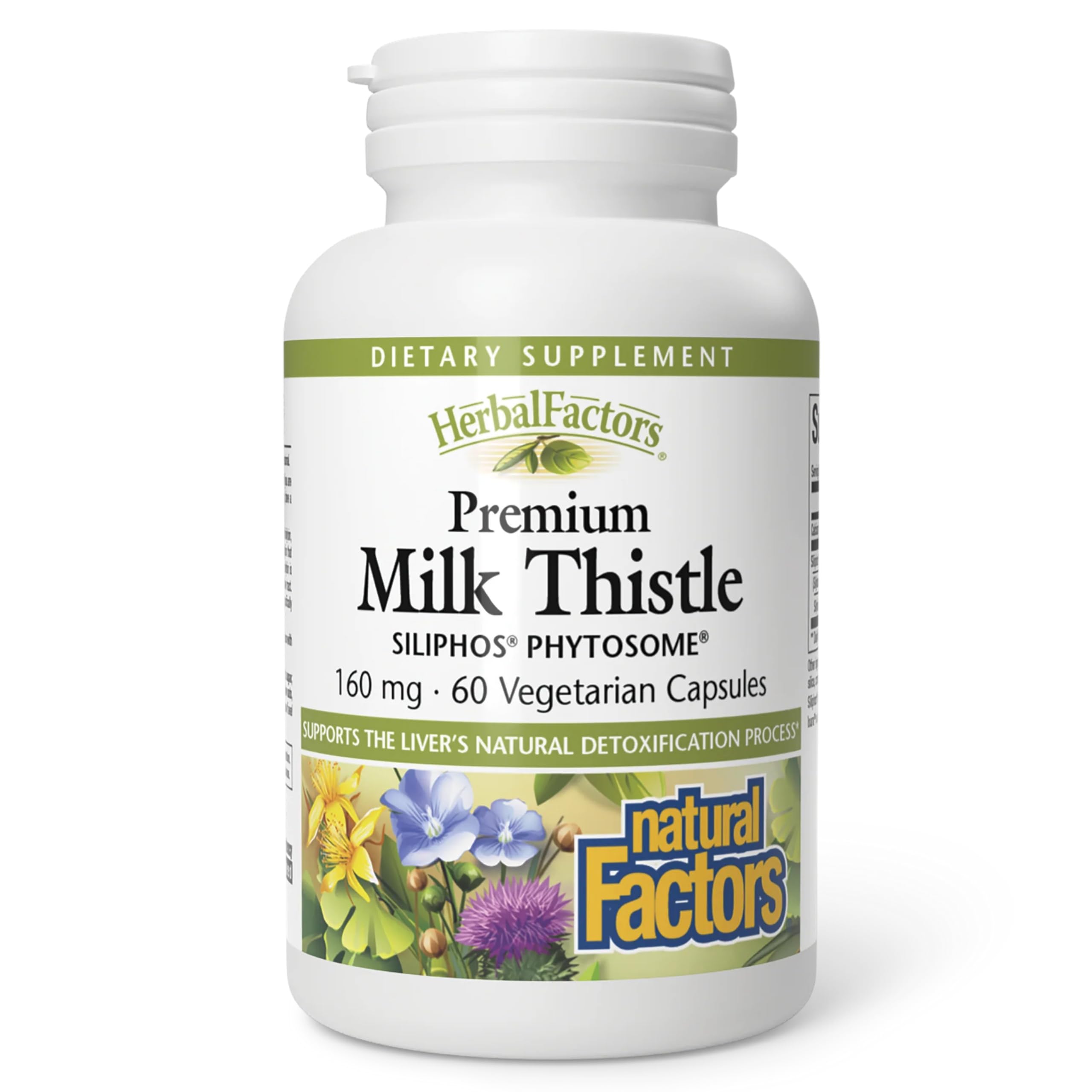 Bottle of Natural Factors HerbalFactors Milk Thistle 60 capsules