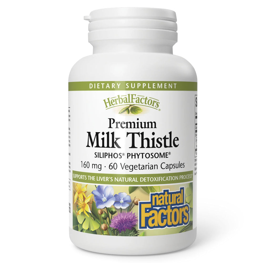Bottle of Natural Factors HerbalFactors Milk Thistle 60 capsules