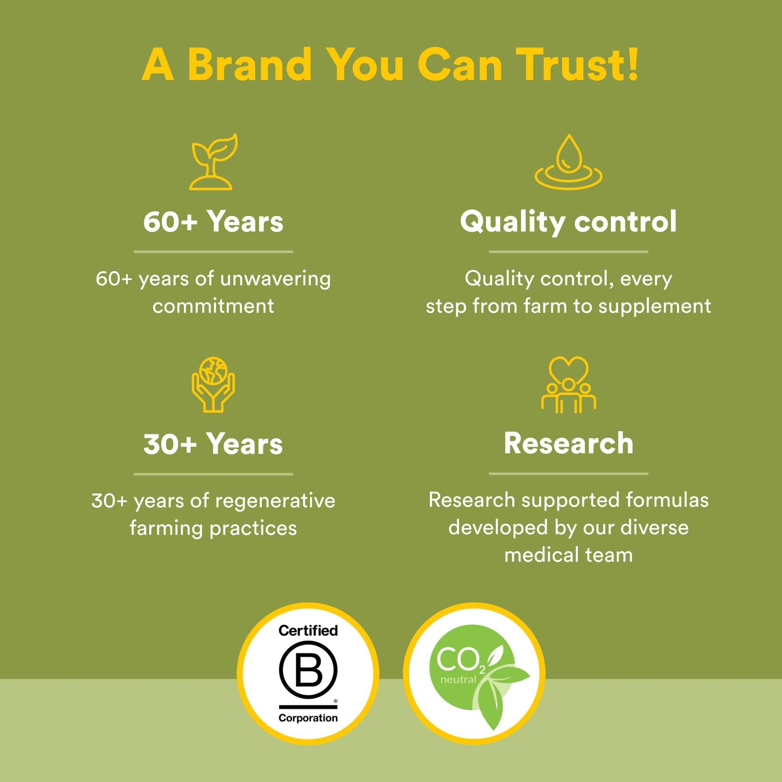 Third-party testing and purity information on packaging