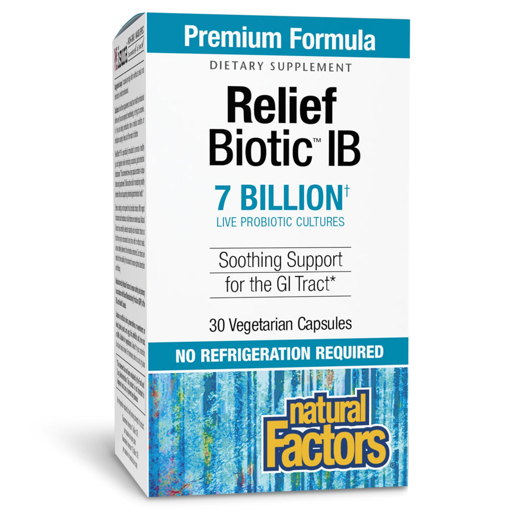 Bottle of Natural Factors ReliefBiotic Probiotic 30-count