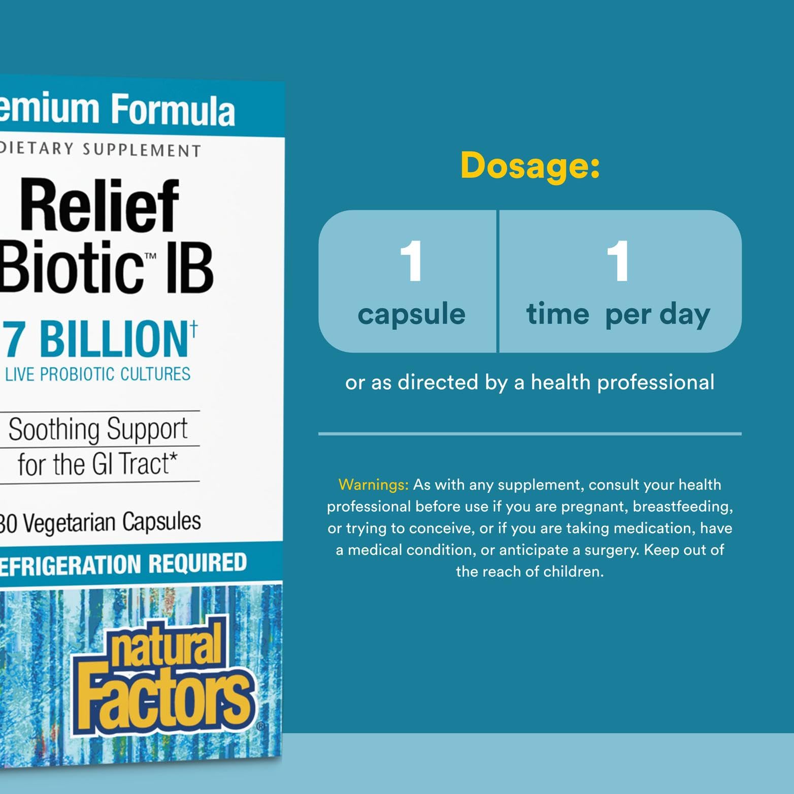 Close-up of ReliefBiotic capsules showing probiotic beads