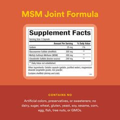 MSM Joint Formula aiding joint mobility and muscle comfort
