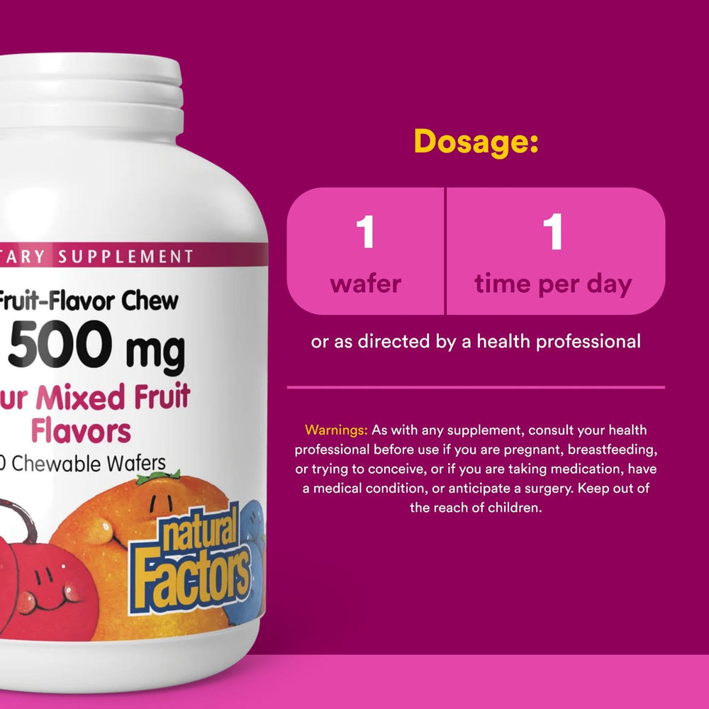 Fruit-flavored chewable Vitamin C wafer for children