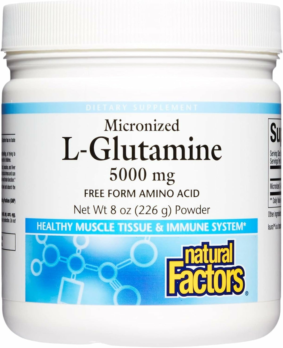 Natural Factors L-Glutamine Drink Mix 5000 mg tub label