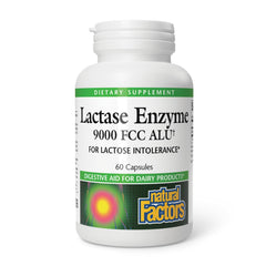 Bottle of Natural Factors Lactase Enzyme capsules