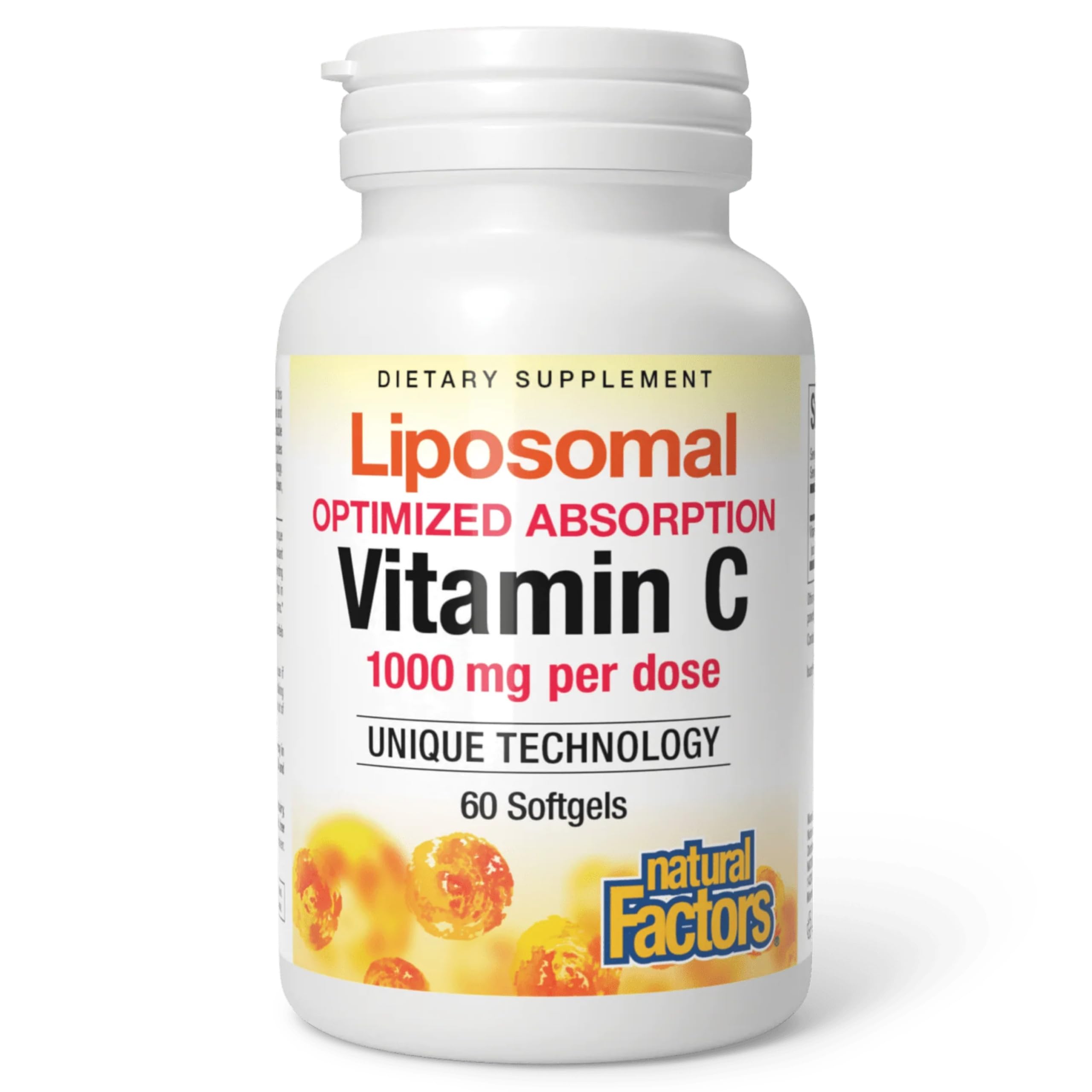 Front view of Natural Factors Liposomal Vitamin C 60 Softgels bottle