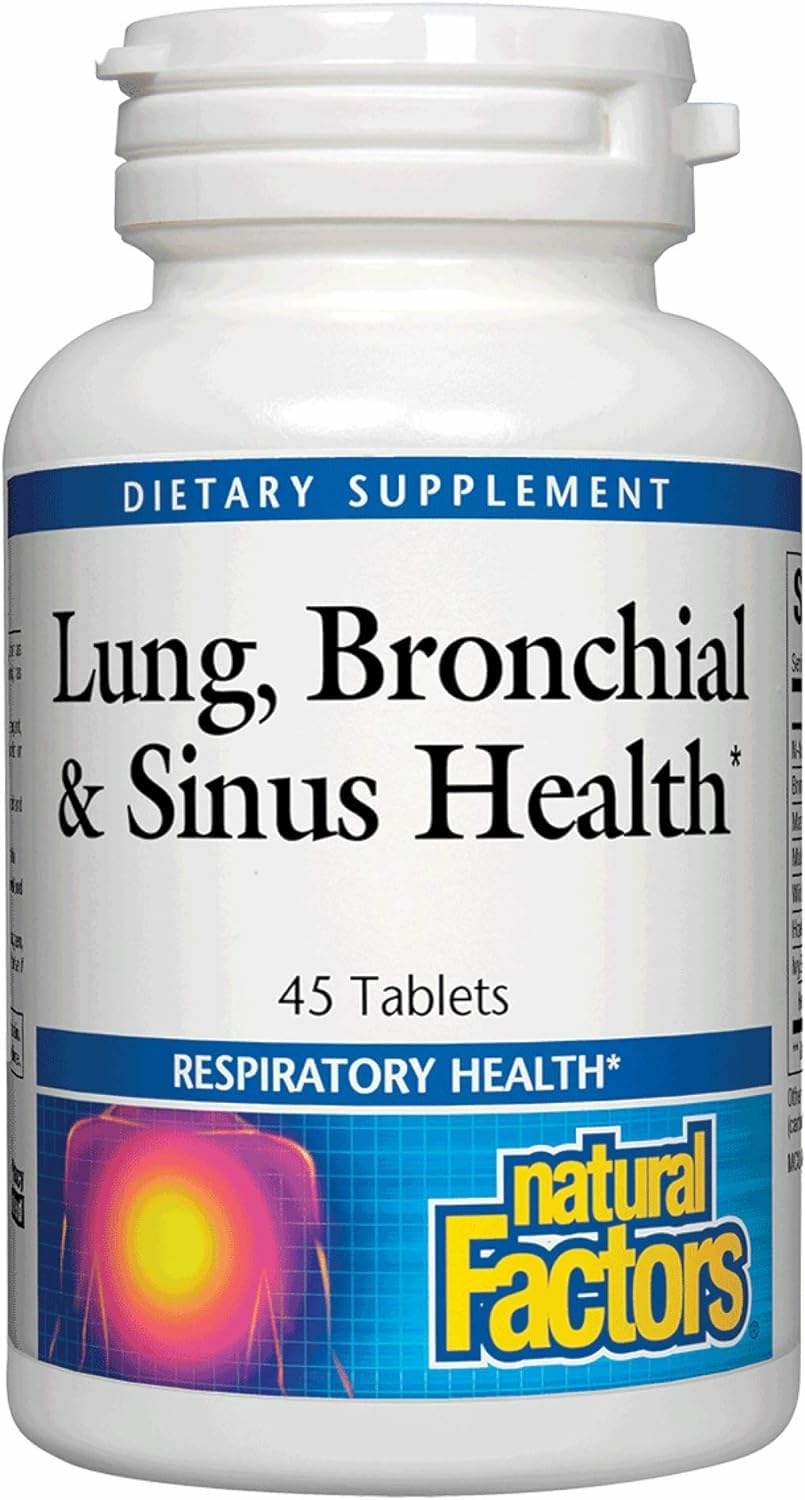 Bottle of Lung, Bronchial & Sinus Health by Natural Factors with label visible