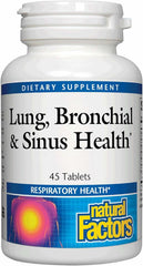 Bottle of Lung, Bronchial & Sinus Health by Natural Factors with label visible