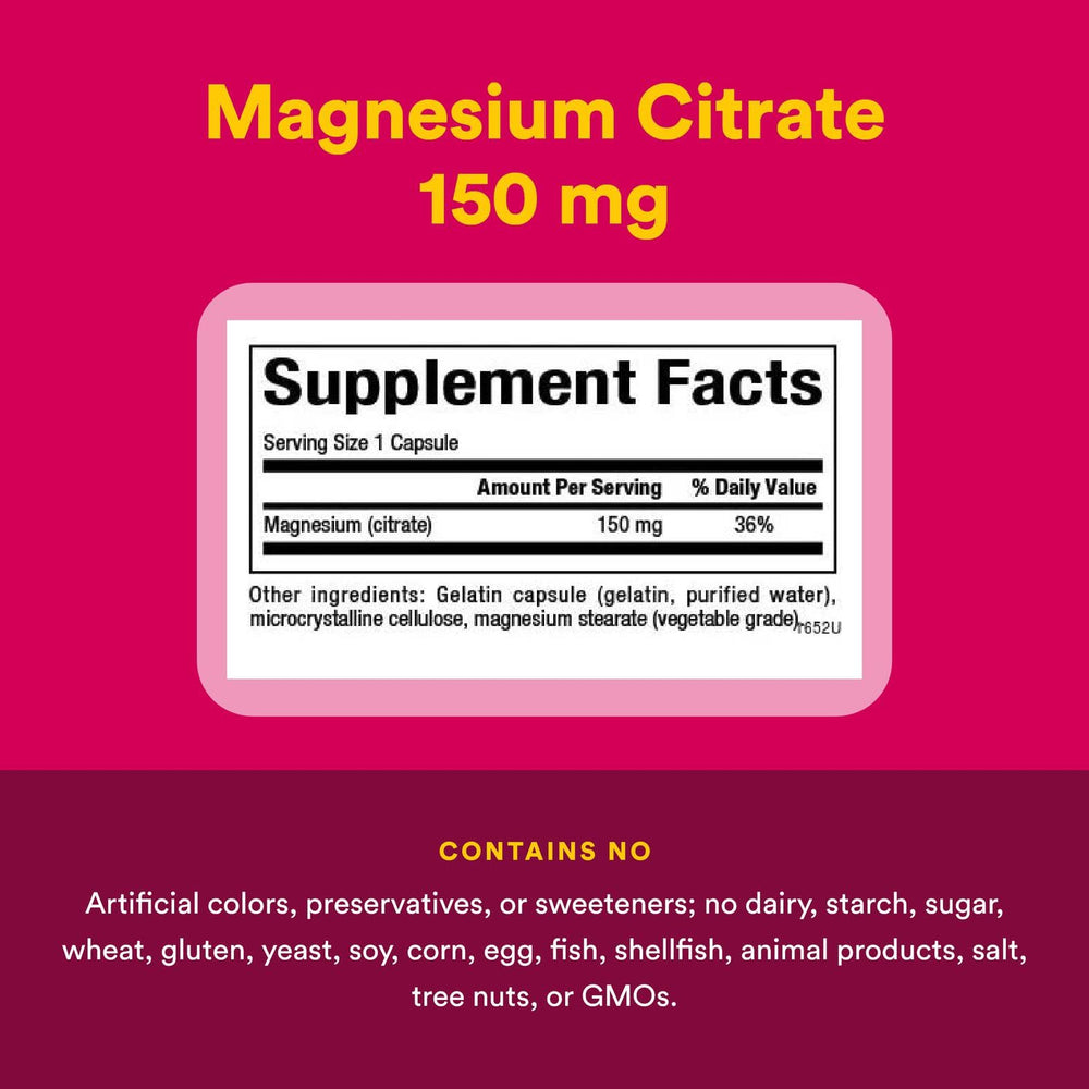 Graphic illustrating magnesium citrate 150 mg capsules