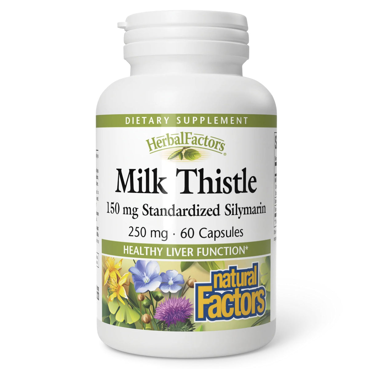 Bottle of Natural Factors Milk Thistle 250 mg with 60 capsules