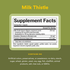Close-up of Natural Factors Milk Thistle label