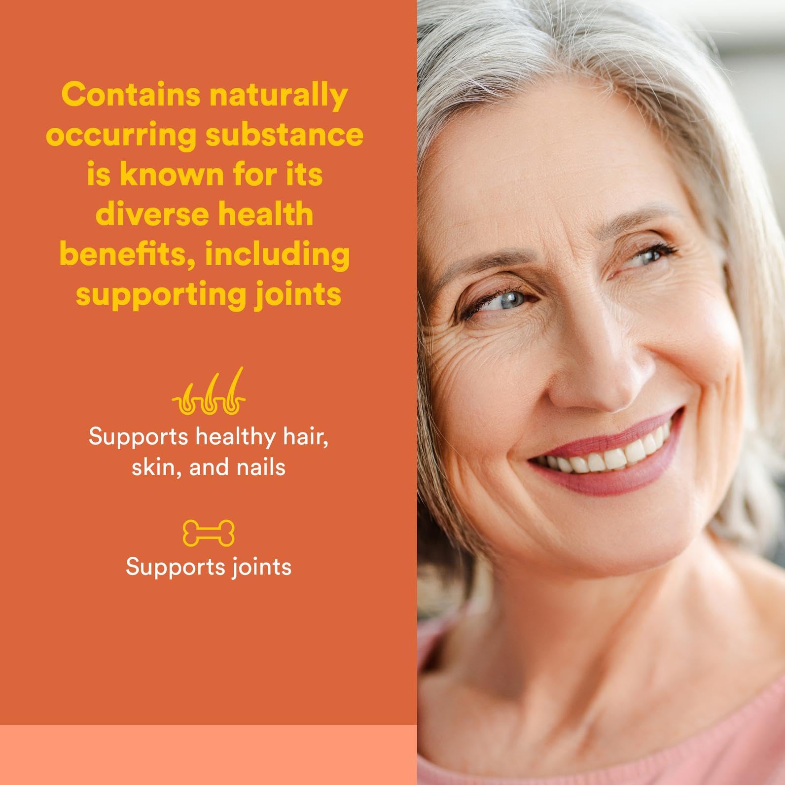 Back label of Natural Factors MSM 1000 mg bottle