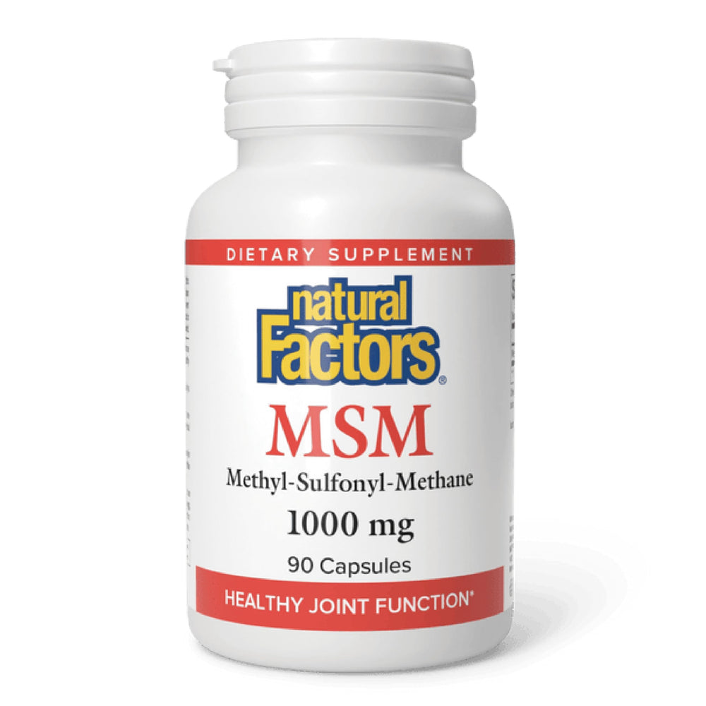 Natural Factors MSM 90 capsules bottle on white background