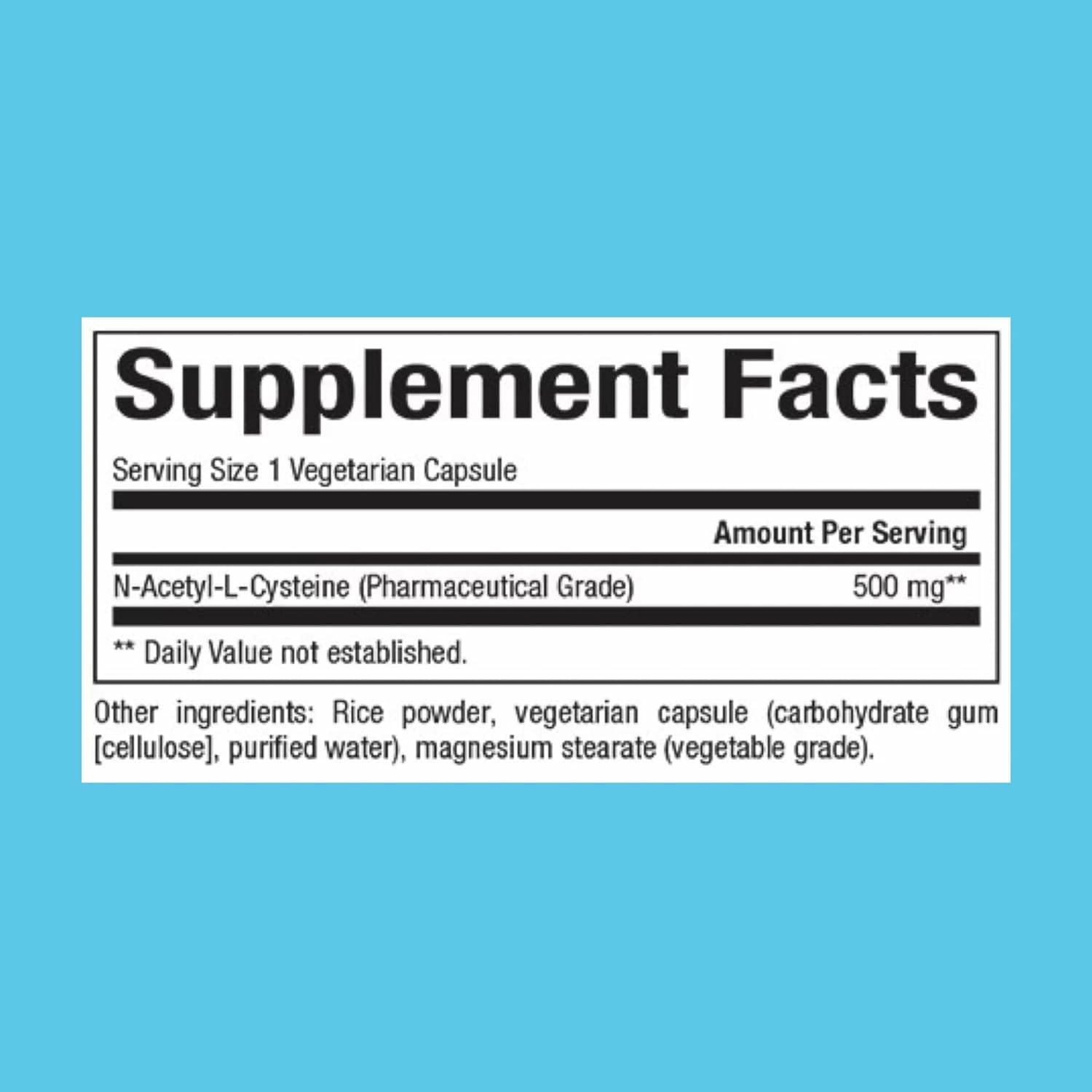 NAC 500 mg capsules shown in bottle