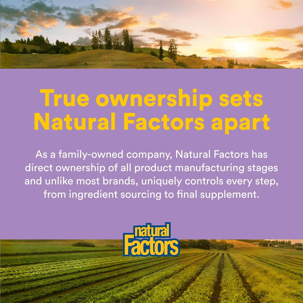 Product information graphic for Natural Factors No Flush Niacin 500 mg