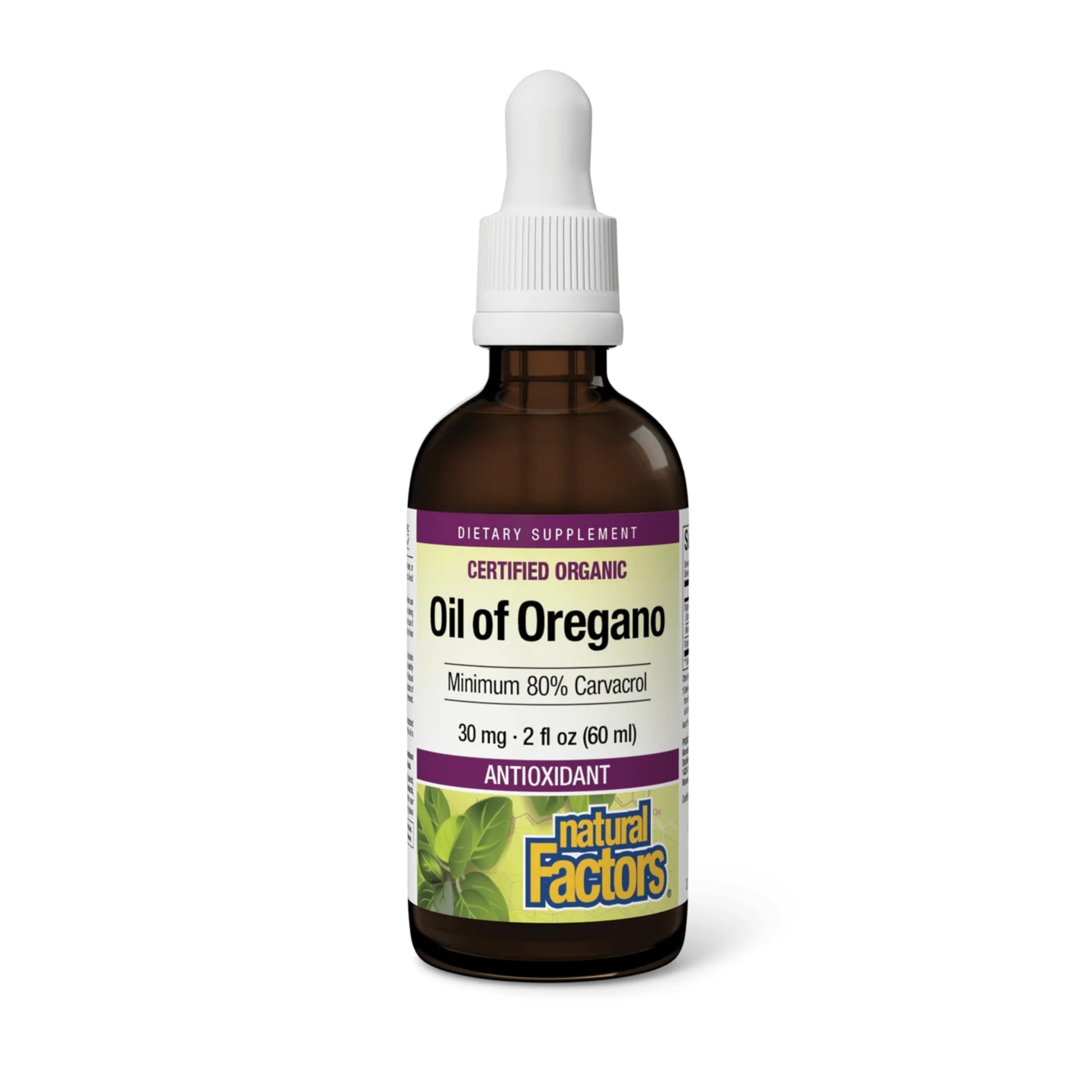 Natural Factors Oil of oregano bottle label