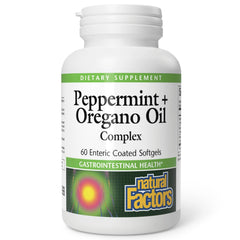 Natural Factors Peppermint & Oregano Oil Complex 60 Softgels bottle front view