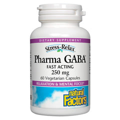 Natural Factors PharmaGABA bottle with 60 chewable tablets