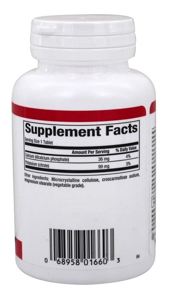 Close-up of Natural Factors Potassium Citrate 99 mg tablets