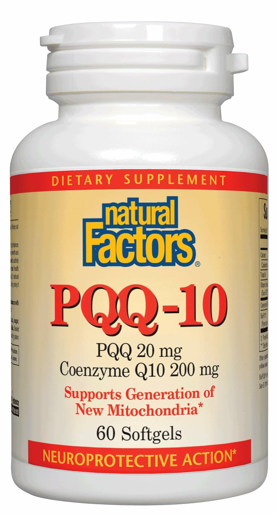 Natural Factors PQQ-10 60 softgels bottle with label