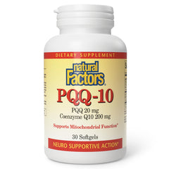 Front view of Natural Factors PQQ-10 bottle
