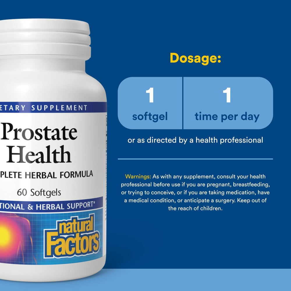 Close-up of softgel capsules from Natural Factors Prostate Health Formula